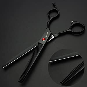 440c high hardness stainless steel black 7-inch cutting salon, professional hairstylist, specialized scissors for cutting thin hair