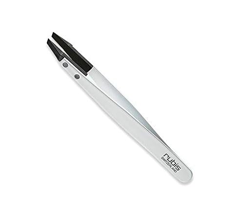 Rubis Classic Techno Stainless Steel Tweezers for Precise Eyebrows and Hair Removal Slanted Polymer Tips, 1KS105, White,Rubis Switzerland Swiss Made Beauty and Personal Care Rubis