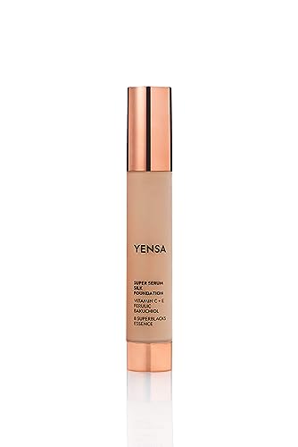 YENSA Serum Foundation Makeup - Super Silk Full Coverage Foundation Enriched with Peptides, Vitamin C & Ferulic Acid to Help Reduce Fine Lines Beauty & Personal Care YENSA
