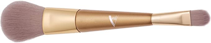 Veil Cosmetics | Dual Ended Lip & Cheek Brush | 2-in-1 Luxury Vegan Makeup Brush | Use with Powder, Liquid, or Creams | Soft, Dense & Fluffy | Cruelty