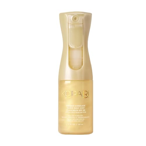 Kopari Golden Sunglaze Sheer Body Mist Sunscreen SPF 50, Infused with Shimmering Body Oil, Hydrating Mist, Hydrates, Brightens, Gives Skin a Glowy Beauty & Personal Care Kopari