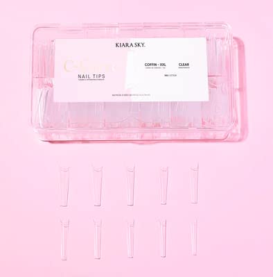 Kiara sky Nail Tips | C Curve Coffin Clear | 500 pieces | XXL Length | 10 Sizes Beauty & Personal Care KIARA SKY
