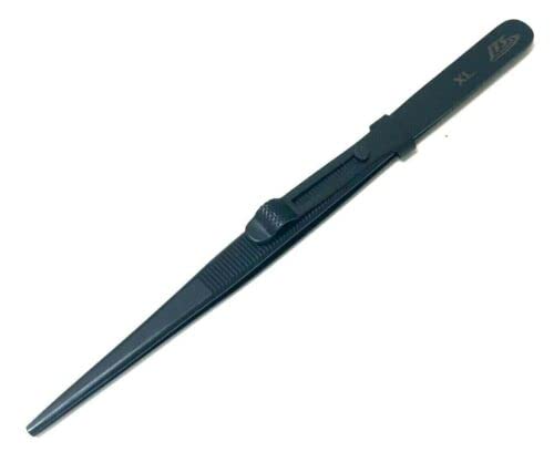 Diamond Tweezers Gemstone Black Anodized Tweezer 6-1/2" Slide Lock Large Tip for Gem and Jewelry Precision for Sorting Quality Control and Inspection Beauty and Personal Care JTS