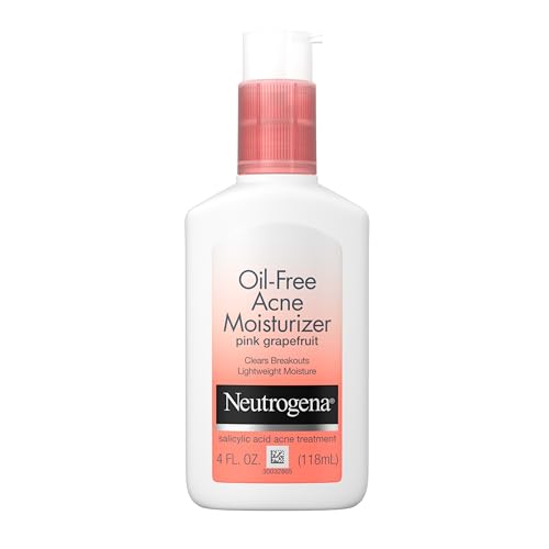 Neutrogena Oil Free Acne Moisturizer, .5% Salicylic Acid Acne Treatment, Pink Grapefruit Face Lotion for Breakouts, Non-Greasy & Non-Comedogenic, 4 Beauty & Personal Care Neutrogena