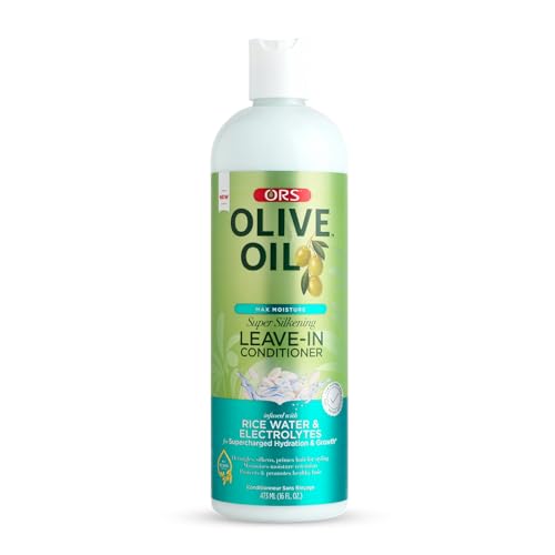 ORS Olive Oil Max Moisture Leave-In Conditioner with Rice Water and Electrolytes for Supercharged Hair Hydration 16.0 Ounce (1)