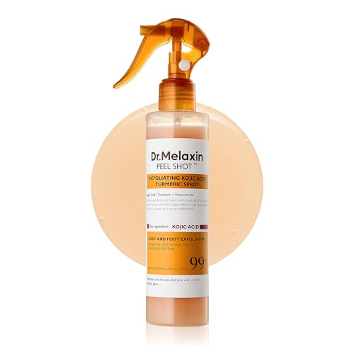 Dr.Melaxin Peel Shot Kojic Acid Turmeric Body Exfoliator Spray 6.76 fl.oz - AHA PHA Niacinamide Body Scrub for KP Bumps, Dark Spots, Uneven Skin Tone Beauty and Personal Care Dr.Melaxin Default Title
