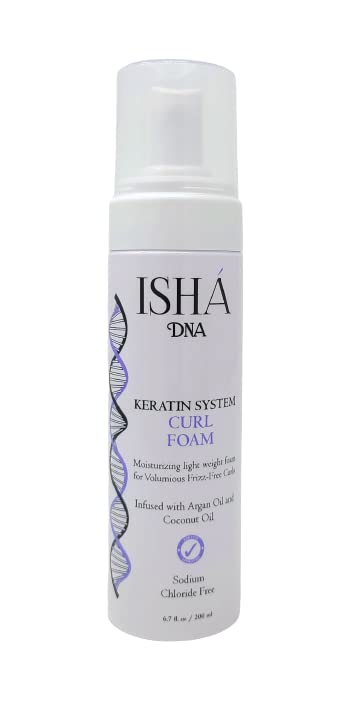 ISHA DNA Keratin System Curl Mousse - Volumizing Curl Enhancer for Wavy or Frizz-Free Curls - Sulfate-Free with Argan and Coconut Oil Beauty & Personal Care ISHA DNA