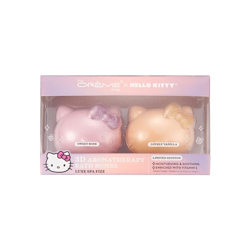 The Crème Shop x Hello Kitty Hello Fizzy! Bath Bomb Duo | Holiday Gift Sets | Stocking Stuffers | Aromatherapy Bath Bombs (2 Pack) Beauty & Personal Care The Crème Shop