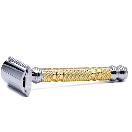 Parker, "The Convertible", Double Edge Safety Razor - Interchangeable Open & Closed Comb Plates, Solid Brass/Chrome 93 g Handle, Customizable Shave Beauty and Personal Care Parker Safety Razor