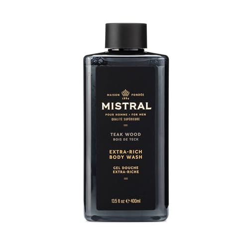 Mistral Men's Body Wash & Shampoo, Teakwood 13.5 oz | 2-in-1 Natural Shower Gel for Men | SLS, Paraben & Phthalate Free | Natural Men’s Body Wash Beauty & Personal Care Mistral