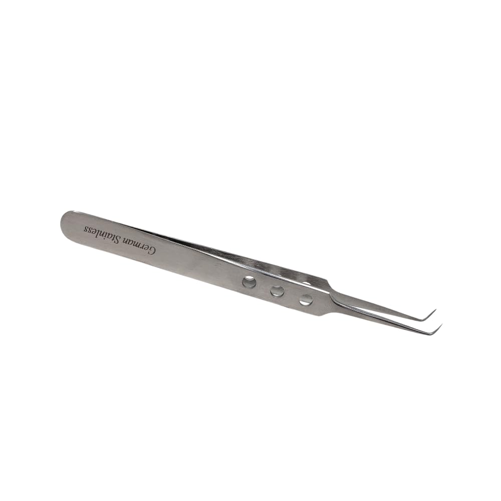 Professional Stainless Steel Tweezers 4.75" with Fine Precision Tips & Fenestrated Handle Suitable for Facial Hair, Splinter and Ingrown Hair Removal Beauty and Personal Care HIGH TECH INSTRUMENTS