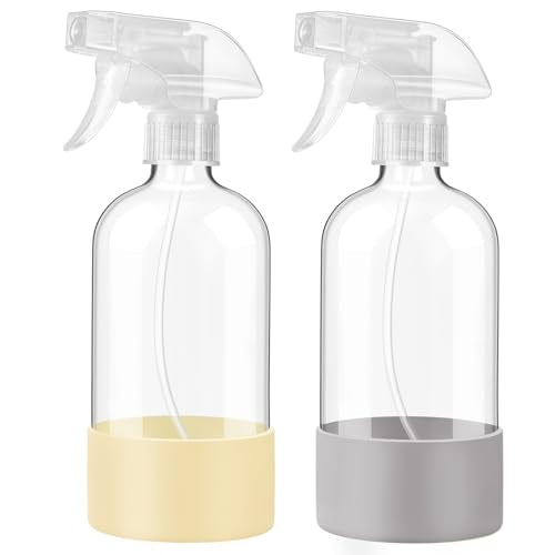 JohnBee Glass Spray Bottles with Silicone Sleeve, 2 Pack16 oz Empty Refillable Containers with Adjustable Spray Nozzles, Spray Bottles for Hair Beauty and Personal Care JohnBee Default Title