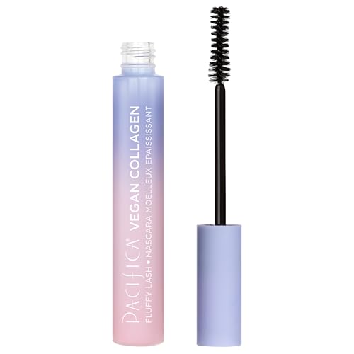 Pacifica Vegan Collagen Fluffy Lash Mascara - Black Thickening & Lengthening Mascara with Plant Fibers, Full Fluffy Lashes, Vegan & Cruelty-Free, 0.24
