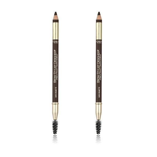 Pack of 2 L'Oreal Paris Brow Stylist Designer Eyebrow Pencil, Dark Brunette # 3152