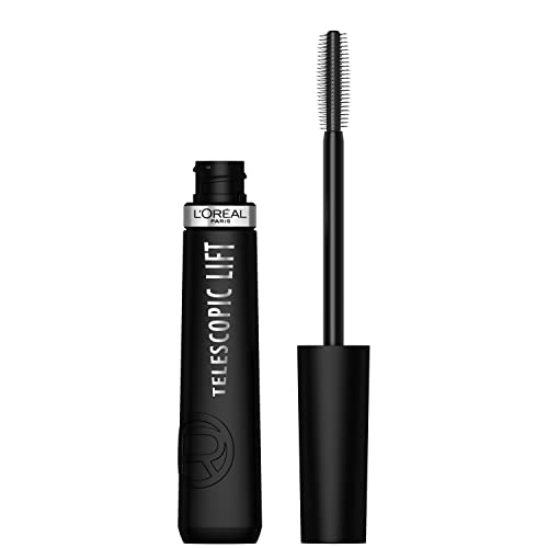 L'Oreal Paris Telescopic Lift Mascara, Lengthening and Volumizing Eye Makeup, Lash Lift with Up to 36HR Wear, Washable, Black Brown, 0.33 Fl Oz