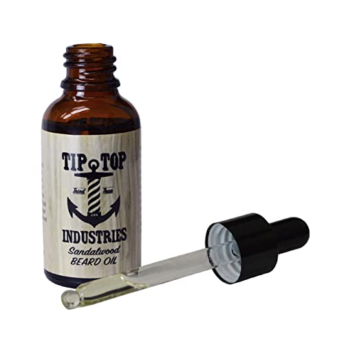 Tip Top Sandalwood Scented Beard Oil - Conditions & Nourishes Beard & Mustache 1oz Beauty and Personal Care Tip Top Pomade