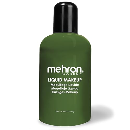 Mehron Makeup Liquid Makeup | Face Paint and Body Paint Perfect for Halloween, Cosplay I Air Brush Compatible 4.5 oz (133 ml) (GREEN) Beauty & Personal Care Mehron