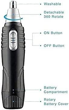 LEONYS Ear and Nose Hair Trimmer Clipper, Portable Painless Eyebrow & Facial Hair Trimmer for Men Women, Battery-Operated Trimmer (Black) Beauty and Personal Care LEONYS