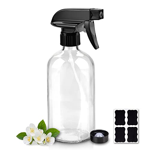 Worldgsb Glass Spray Bottles, 16oz Refillable Containers, Empty Boston Round Bottles with Labels & Adjustable Nozzle for Cleaning, Gardening Beauty and Personal Care Worldgsb Default Title