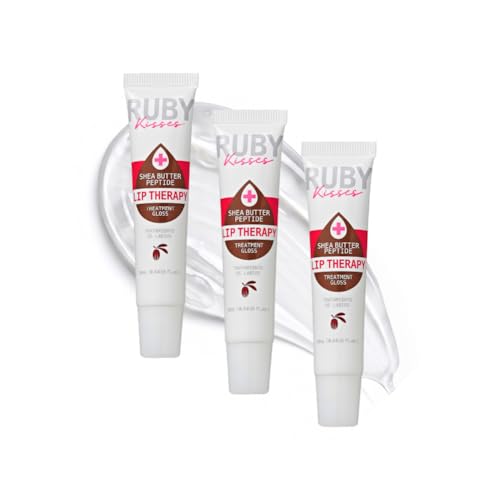 Ruby Kisses Hydrating Lip Oil Treatment Gloss with Peptides & Shea Butter (3 Pack), Moisturizing Natural Shine Lip Care Protects & Heals with Beauty & Personal Care Ruby Kisses