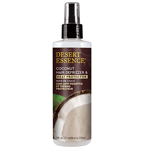 Desert Essence Coconut Hair Defrizzer & Heat Protector 8 fl oz - Gluten Free, Vegan, Cruelty Free - Coconut Oil & Jojoba Seed Extract - Protects Hair Beauty & Personal Care Desert Essence