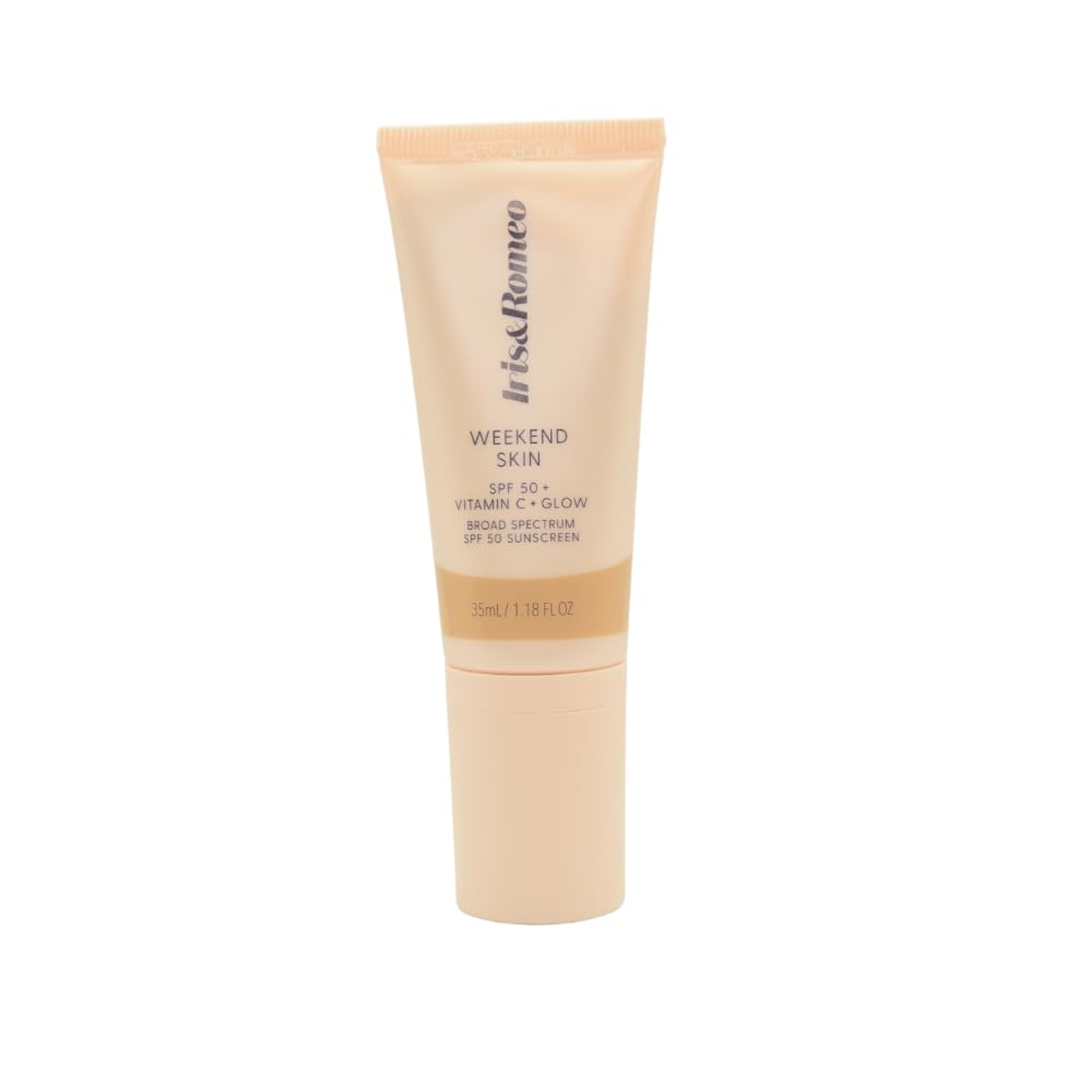 IRIS&ROMEO Weekend Skin SPF 50 Instant Glow Tinted Mineral Sunscreen with Vitamin C + Niacinamide Full Size 1.18 Oz - Universal Glow (Sheer