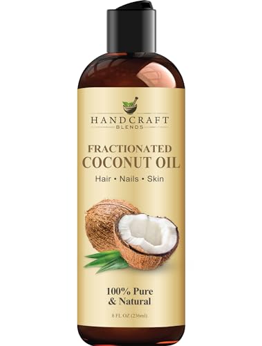 Handcraft Blends Fractionated Coconut Oil - 8 Fl Oz - 100% Pure and Natural - Premium Grade Carrier Oil for Skin and Hair - Hair and Body - Massage Beauty & Personal Care Handcraft Blends