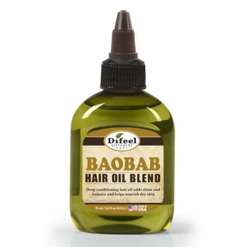 Difeel Baobab Hair Oil Blend - Travel Size 2.5 oz. - Lightweight Conditioning Treatment for Dry Hair & Scalp, Moisturizing Formula for Shine, Softness