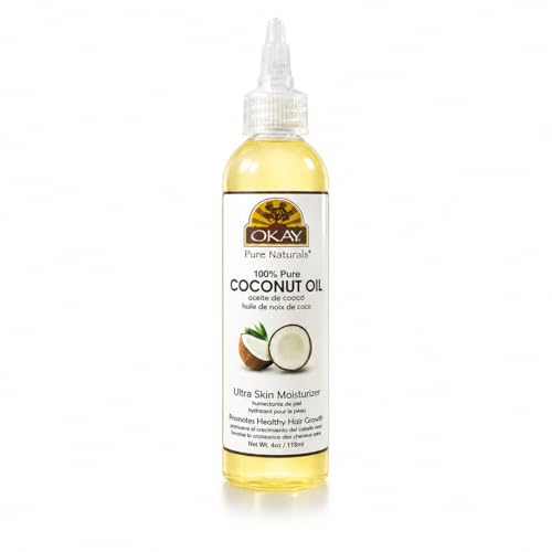 OKAY 100% Pure Coconut Oil for Hair & Skin - Coconut Oil for Women & Men, Perfect for Hair & Body, for Massage & Moisturizer, Natural - 4 fl oz Beauty & Personal Care OKAY