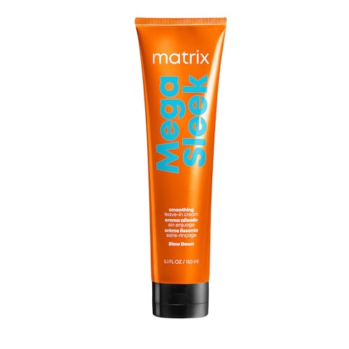 Matrix Mega Sleek Blow Down Smoothing Leave-In Cream - Smooths Hair, Detangles, & Tames Frizz, Heat Protectant, For Dry, Damaged & Frizzy Hair, 5.1 Fl Beauty & Personal Care MATRIX