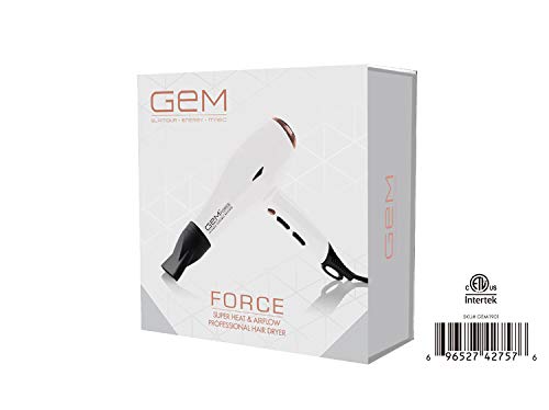 Gem Force Intense Ionic Ceramic Science Hair Dryer (White)