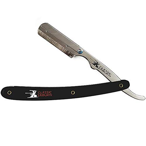 Classic Samurai Stainless Steel Professional Barber Folding Straight Edge Razor Shavette Men's Shaving Kit with 200 Count Lord Single Edge Razor Beauty and Personal Care Classic Samurai