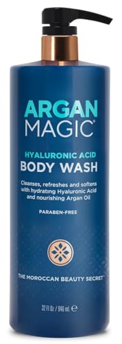 Argan Magic Hyaluronic Acid Body Wash - Cleanses, Refreshes & Softens with Hydrating Hyaluronic Acid and Nourishing Argan Oil | Paraben Free (32 Fl Beauty & Personal Care Argan Magic
