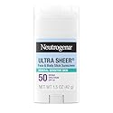 Neutrogena Ultra Sheer Dry Touch SPF 50 Mineral Sunscreen Stick for Sensitive Skin, Zinc Oxide, Body & Face Sunscreen with Vitamin E, No White Residue Beauty & Personal Care Neutrogena