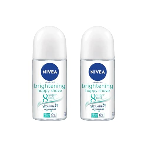 NIVEA Brightening Happy Shave 8 Roll-On Deodorant 50ml - 48H Odor Protection, Gentle on Skin, Brightens Underarms, Smooth Finish - Vitamin-Enriched Beauty and Personal Care NIVEA