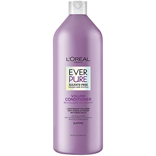 L'Oreal Paris EverPure Volume Sulfate Free Conditioner for Color-Treated Hair, Volume + Shine for Fine, Flat Hair, with Lotus Flower, 33.8 Fl; Oz