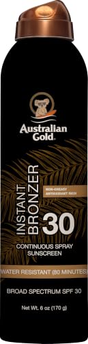 Australian Gold Continuous Spray Sunscreen SPF 30 | Instant Bronzer, 6 Fl