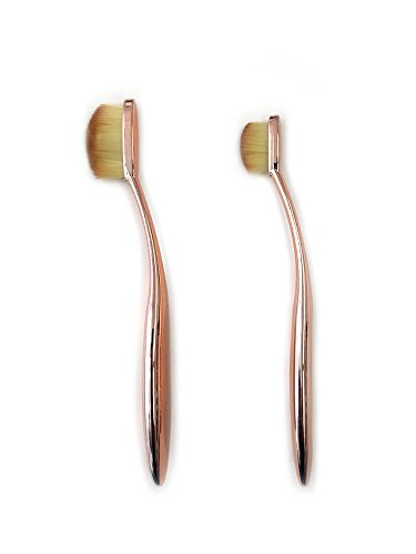 iBeauty 2pc Mermaid Oval Eye Shadow Liner Brow Cosmetic Makeup Brush Tool Set Rose Gold Color (RG eye set) Beauty & Personal Care ibeauty