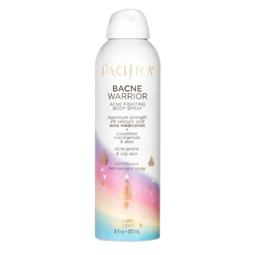 Pacifica Bacne Warrior - Bacne Salicylic Acid Spray, Back Acne Treatment Spray with 2% Salicylic Acid, Niacinamide, and Aloe, Body Acne Warrior Beauty & Personal Care Pacifica
