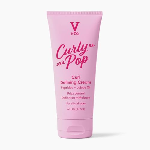 V&Co. Curly Pop Curl Defining Cream - Curl Cream for Curly Hair, Anti Frizz & Moisturizing Hair Care with Peptides & Jojoba Oil - Defines Curls Beauty & Personal Care V&CO