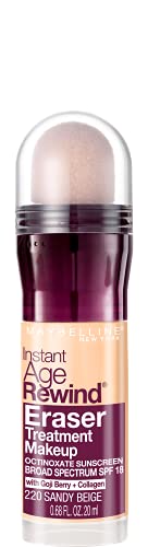 Maybelline Instant Age Rewind Eraser Treatment Makeup with SPF 18, Anti Aging Concealer Infused with Goji Berry and Collagen, Sandy Beige, 1 Count