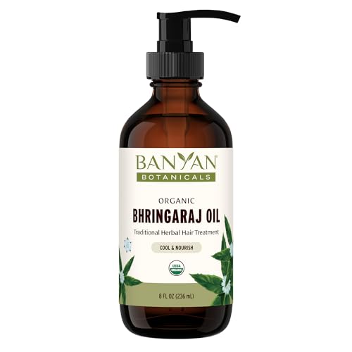 Banyan Botanicals Organic Bhringaraj Oil - Supports Healthy Hair Growth - Oil Made with Traditional Methods - 8 oz. - Non-GMO Sustainably Sourced Beauty & Personal Care Banyan Botanicals