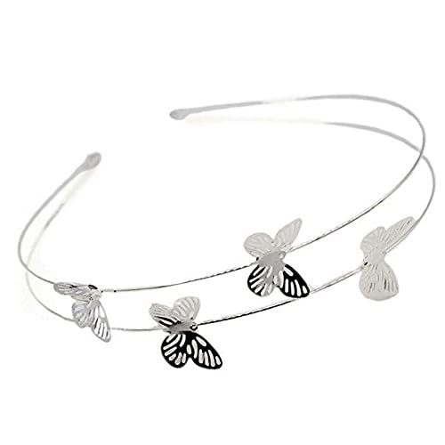 UkrGoods Women Double Layer Metal Headband Butterfly Floral Rhinestone Wedding Hair Hoop colours: B