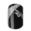 Party Nails, Pre Glued, False Nails, 12 (Black, Silver Rhinestone) Beauty & Personal Care Cala