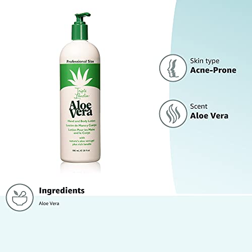 Triple Lanolin Aloe Vera Soothing Lotion (20 Fl Oz) - Professional Aloe & Lanolin Moisturizer for All Skin Types - Deeply Hydrating Hand and Body Beauty & Personal Care Triple Lanolin