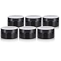 8 oz Black PET Plastic Refillable Low Profile Jar with Black Lid (6 Pack) Beauty & Personal Care JUVITUS