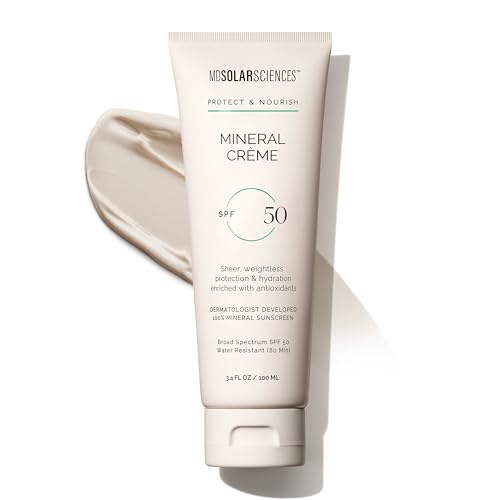 MDSolarSciences Mineral Crème Sunscreen SPF 50 | Water-Resistant Broad Spectrum UV Protection | Zinc Oxide Formula with Antioxidants | No White Cast Beauty & Personal Care MDSolarSciences