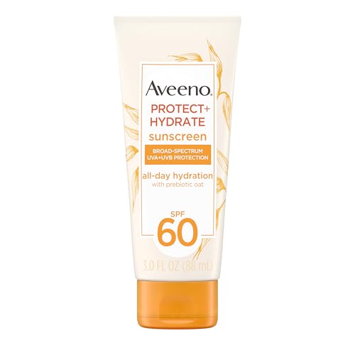 Aveeno Protect + Hydrate Moisturizing Body Sunscreen Lotion with Broad Spectrum SPF 60 & Prebiotic Oat, Weightless & Refreshing Feel, Paraben-Free Beauty & Personal Care Aveeno
