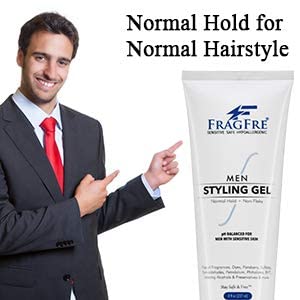 FRAGFRE Men Hair Styling Gel Fragrance Free 8 oz - pH Balanced for Men with Sensitive Skins - Not Too Firm or Too Light - Just Normal Hold for Normal Beauty & Personal Care FRAGFRE