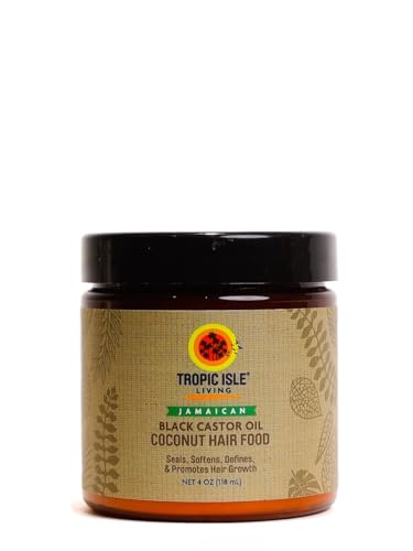 Jamaican Black Castor Oil Coconut Hair Food 4 oz | Seals, Softens, Defines & Promotes Hair Growth | Traditional Handmade Jamaican Black Castor Oil Beauty & Personal Care Tropic Isle Living